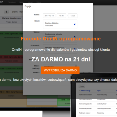 program onein za darmo do gabinetu kosmetycznego